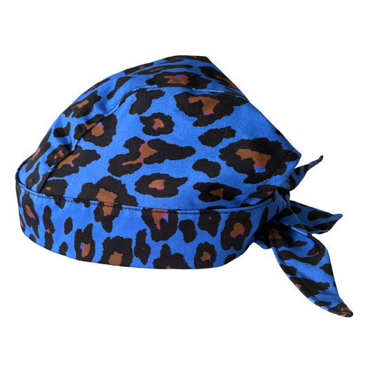 Scarf Hat Blue Leopard Cotton image 0