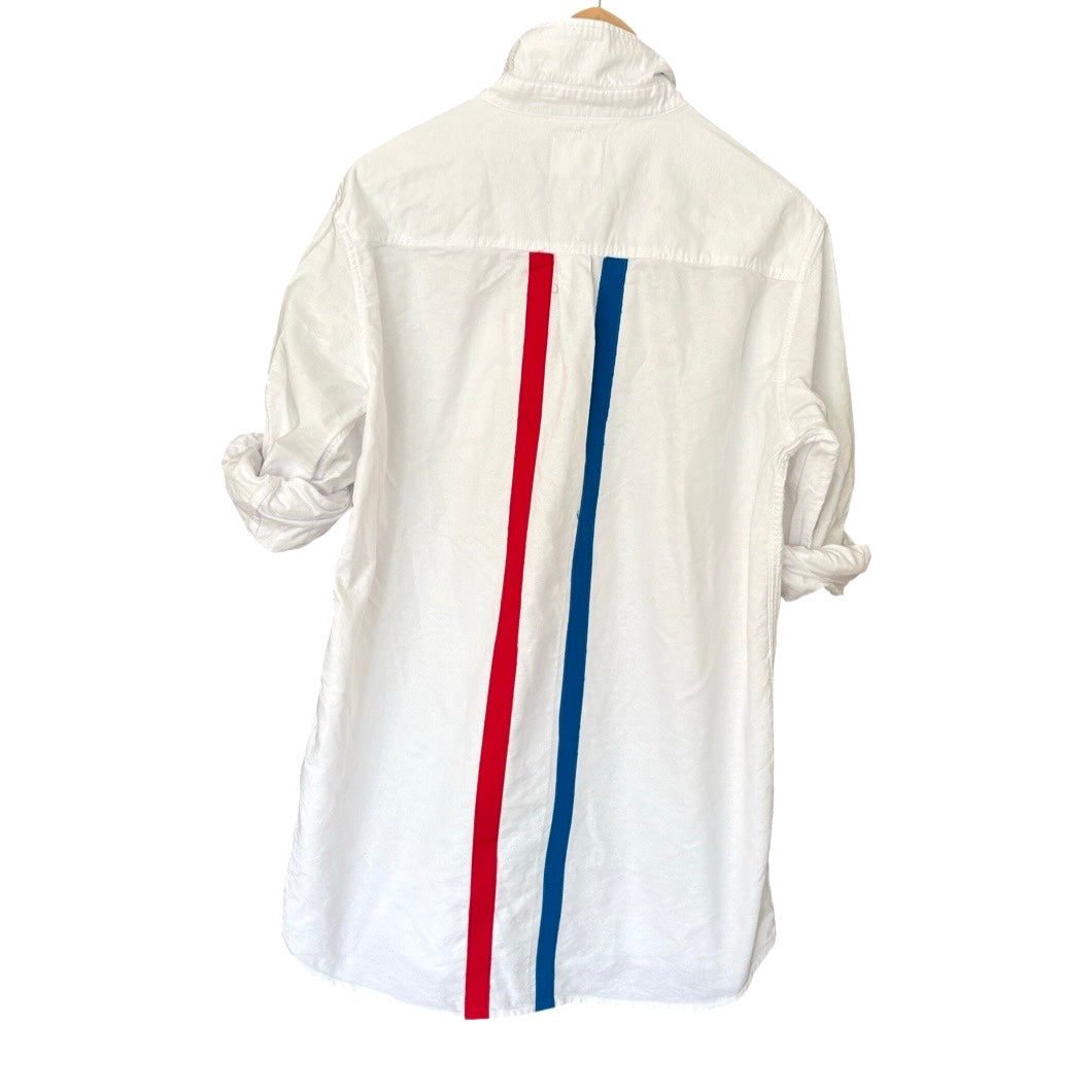 Sardine Stripes White Oxford Unisex Dress Shirt image 1