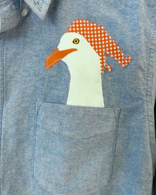 SEAGULL HEAD POCKET BLUE UNISEX OXFORD