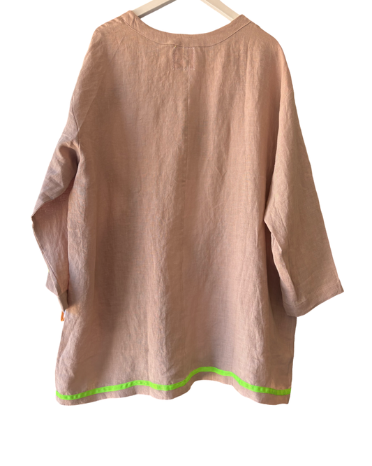 NEON EDGE LINEN TUNIC DRESS