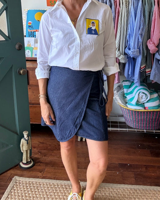 CHAMBRAY WRAP SKIRT