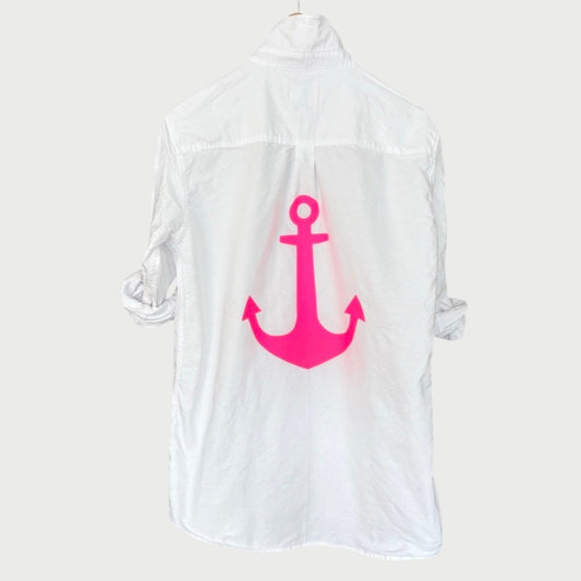 Seagull Anchor White Oxford Unisex Dress Shirt