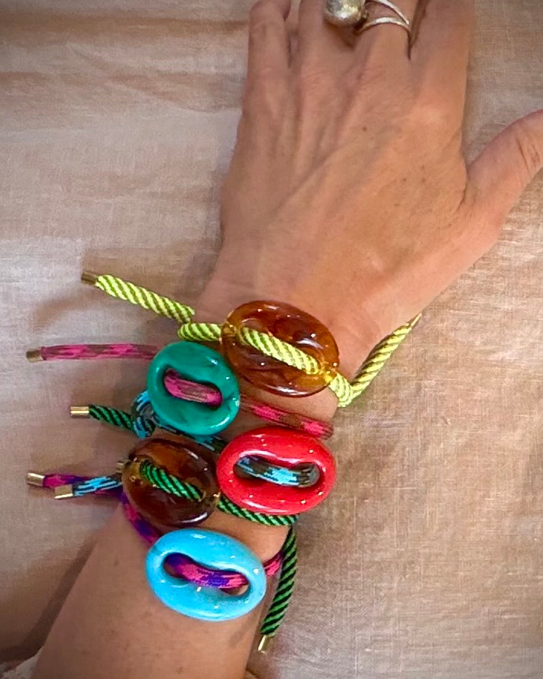 Fuschia Brown Argyle Mariner Bracelet