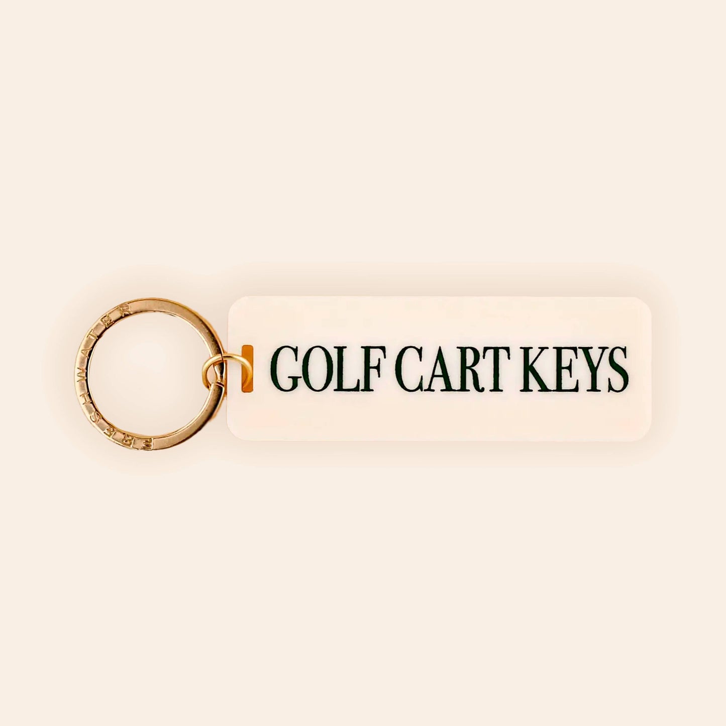 Golf Cart Keys Rectangle Keychain: Cream/Green