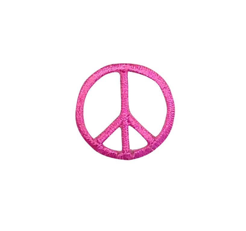 1" Peace Sign, Embroidered, Iron on Patch: Red