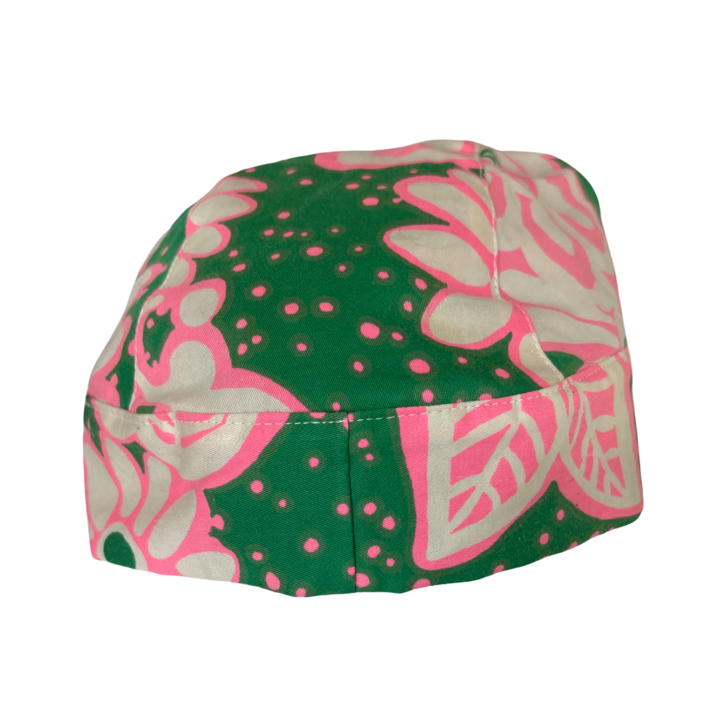 Scarf Hat vintage Green & Pink Cotton image 0