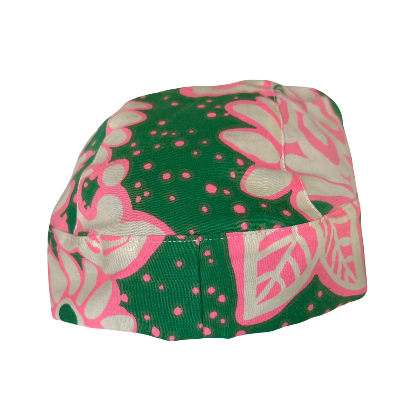 Scarf Hat vintage Green & Pink Cotton image 0