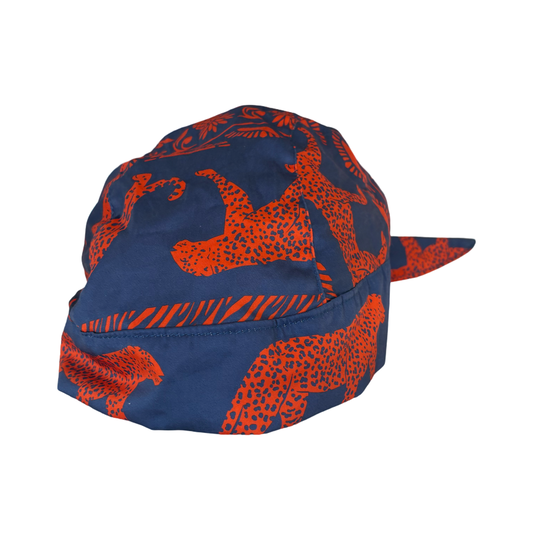 Scarf Hat Vintage Navy Red Cheetah image 0