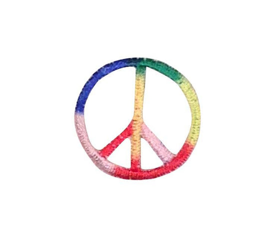 1" Peace Sign, Embroidered, Iron on Patch: Multi Color