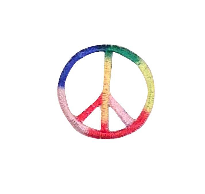 1" Peace Sign, Embroidered, Iron on Patch: Yellow