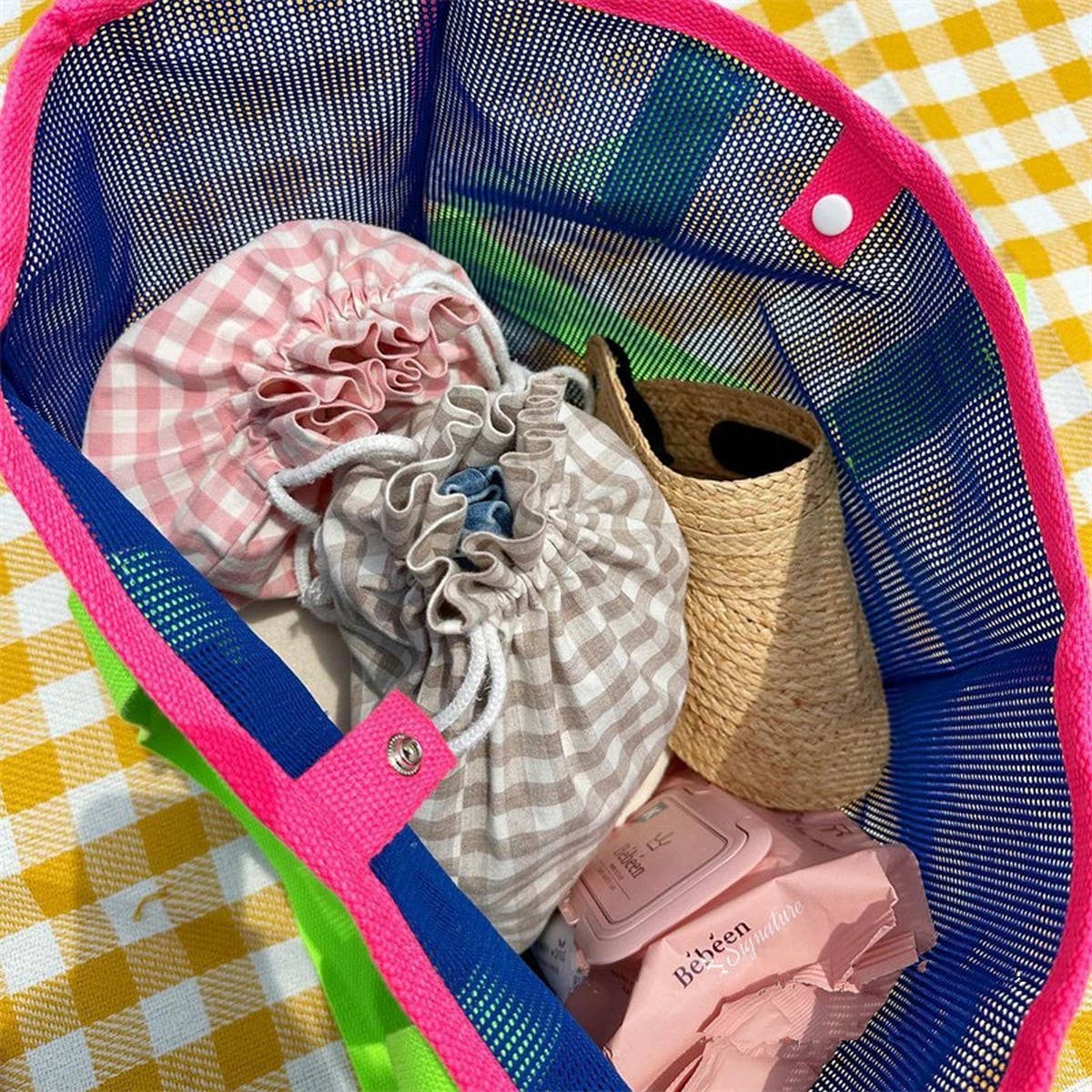 ORANGE MESH BEACH TOTE