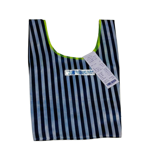 School Tie Fabric Mini Bag: Navy Blue x White
