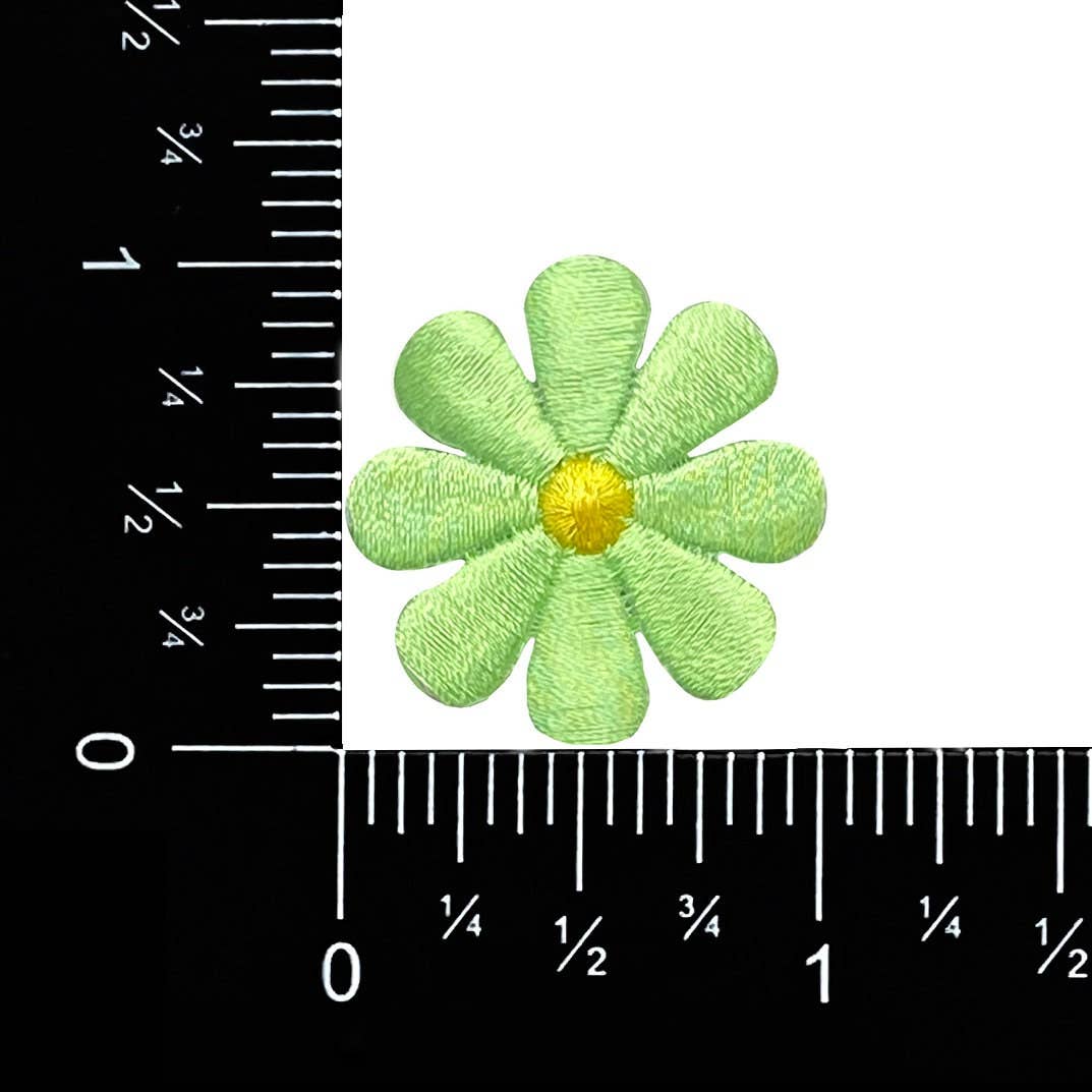 1" Neon Green Daisy Flower, Iron on Patch