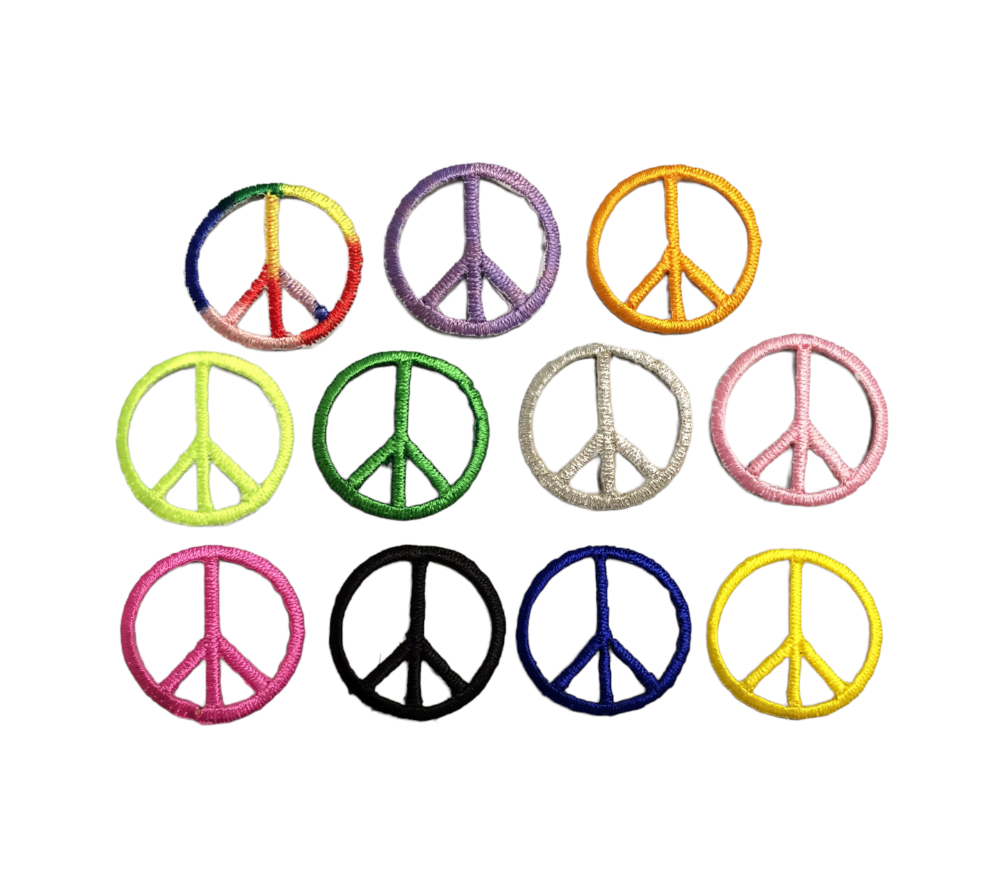 1" Peace Sign, Embroidered, Iron on Patch: Green