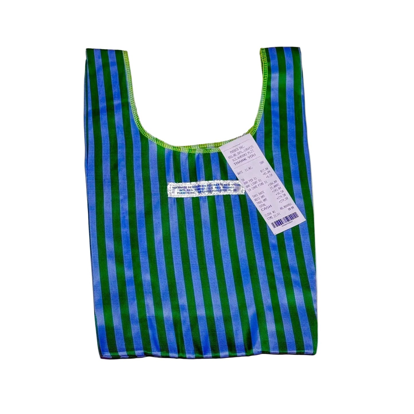 School Tie Fabric Mini Bag: Green x Light Blue