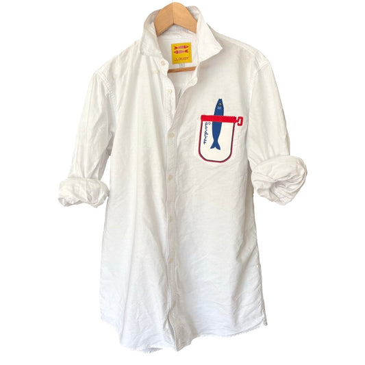 Sardine Stripes White Oxford Unisex Dress Shirt image 0