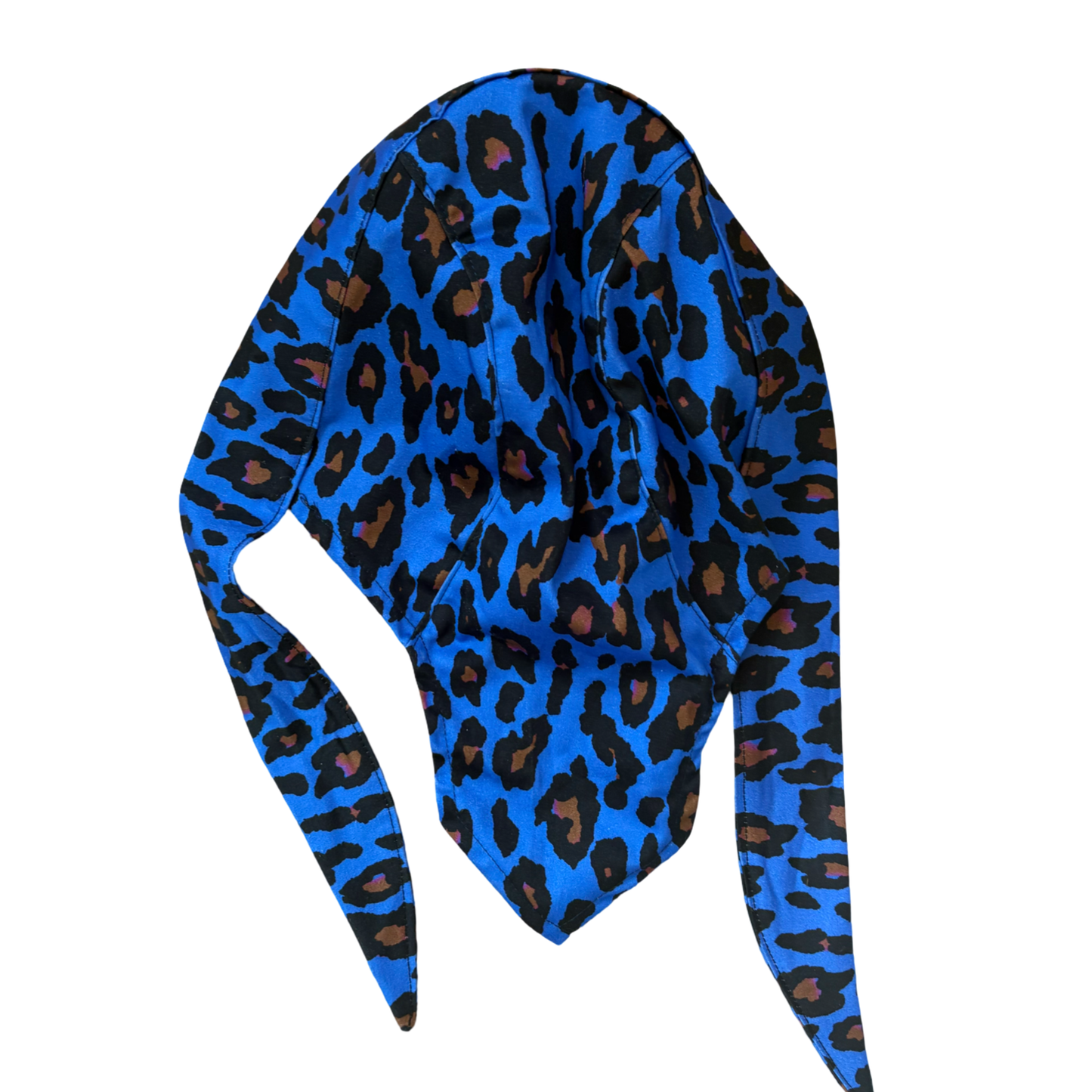 Scarf Hat Blue Leopard Cotton image 4