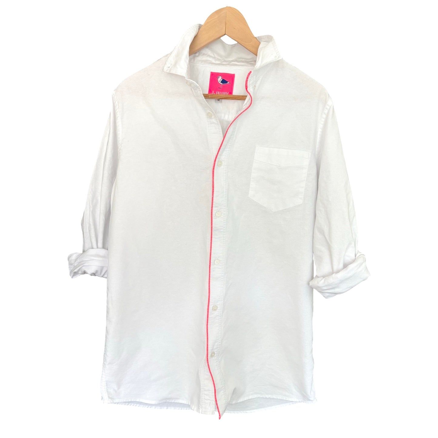 Hot Pink Edge White Oxford Unisex Dress Shirt image 0