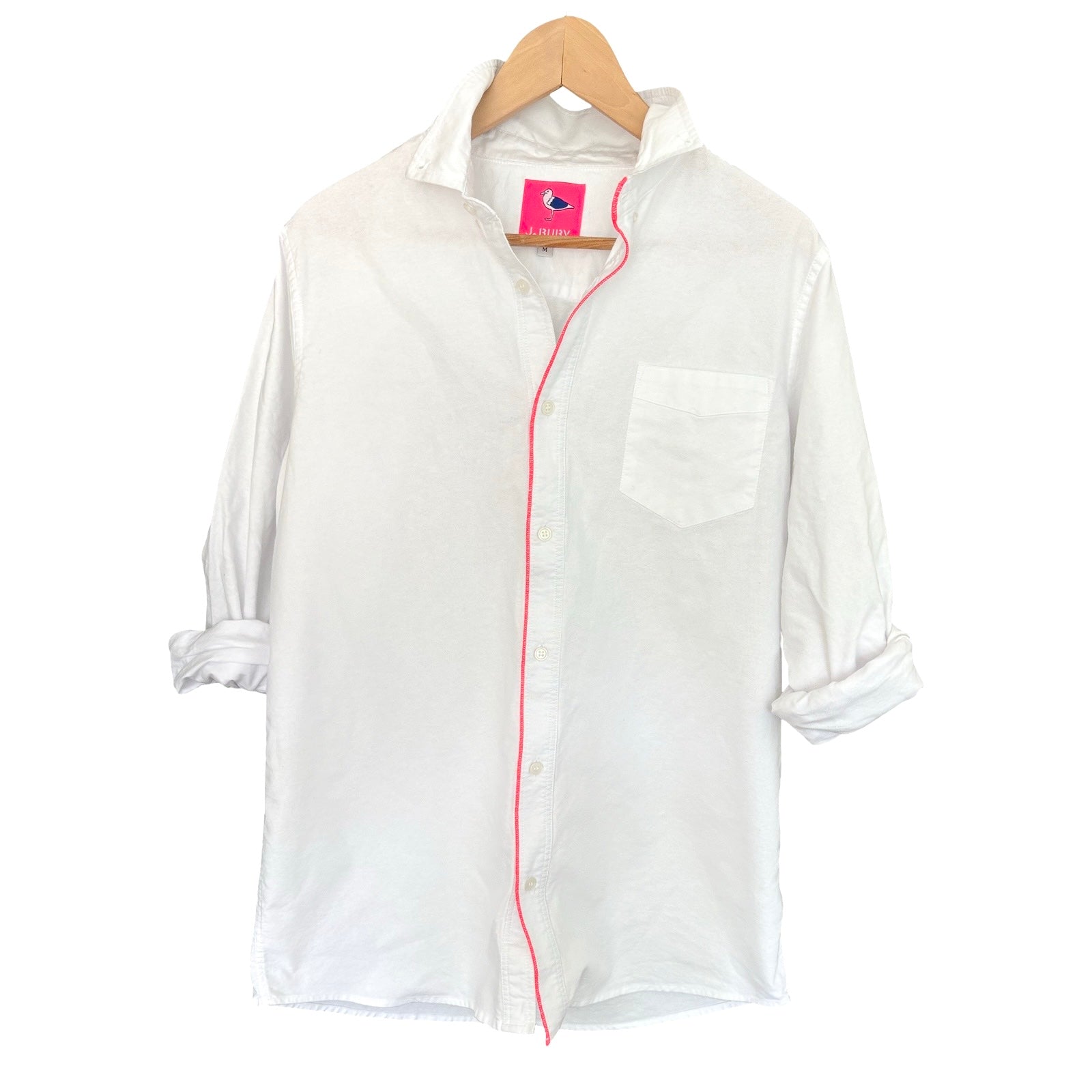 Hot Pink Edge White Oxford Unisex Dress Shirt image 0