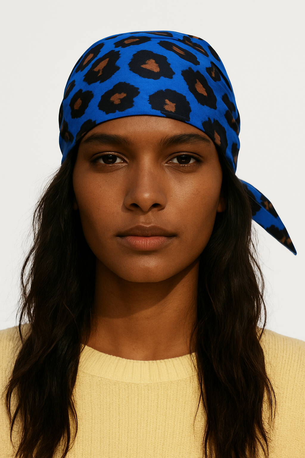 Scarf Hat Vintage Navy Red Cheetah image 3