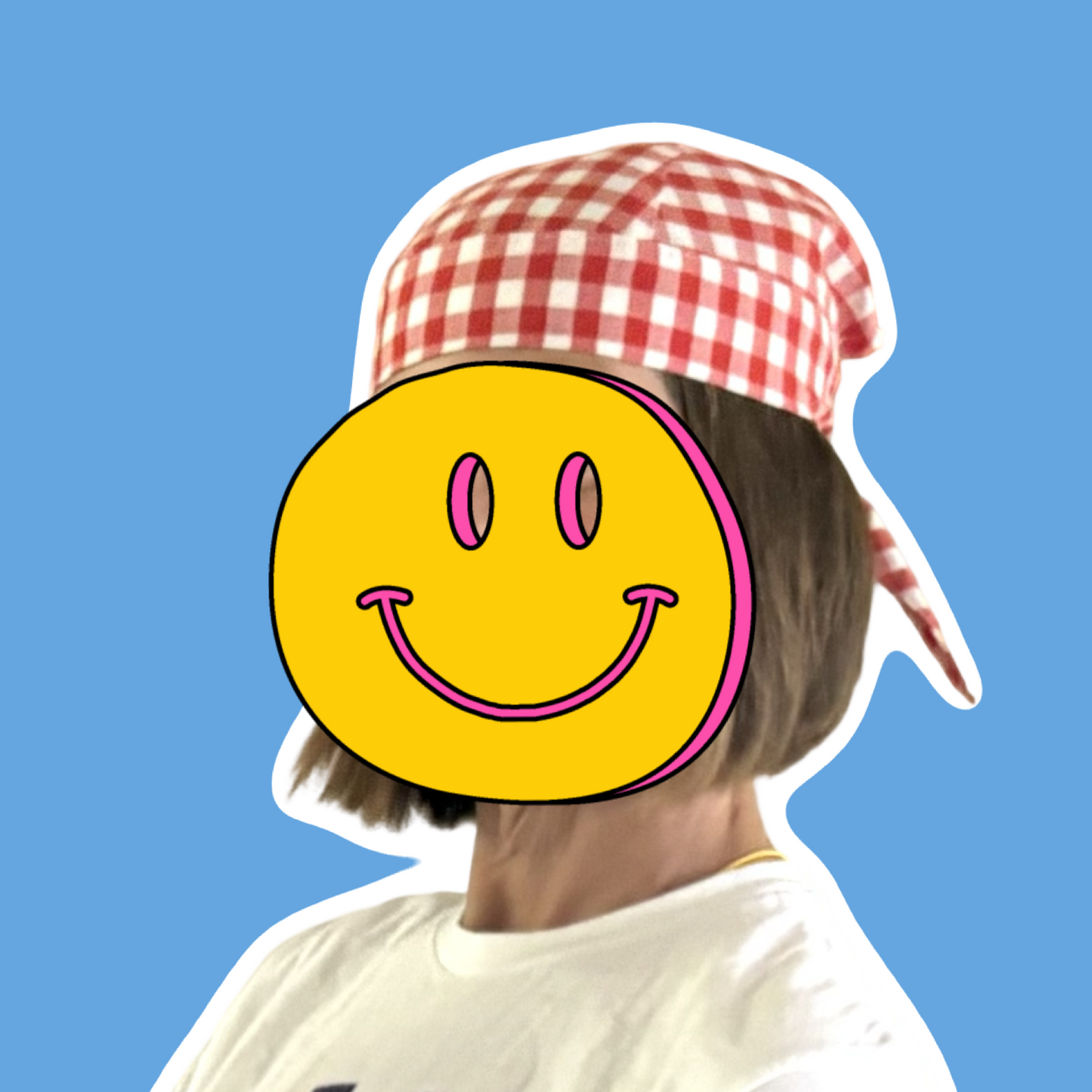 Scarf Hat Red & White Gingham Cotton image 3