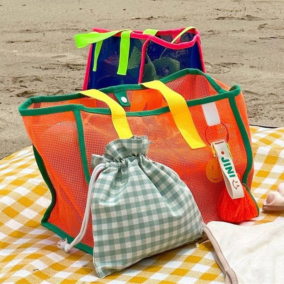 WHITE MESH BEACH TOTE