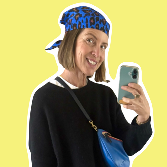 Scarf Hat Blue Leopard Cotton image 1