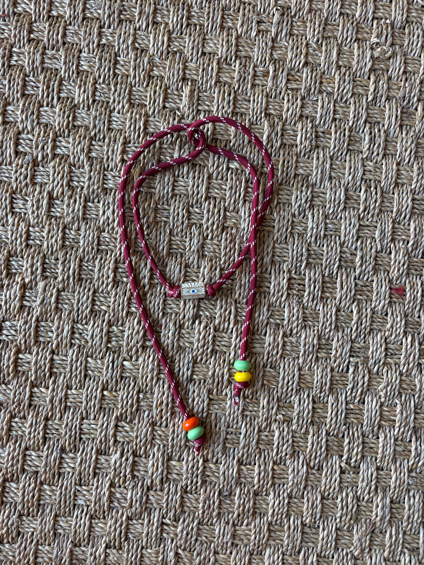 BURGANDY EVIL EYE WRAP NECKLACE