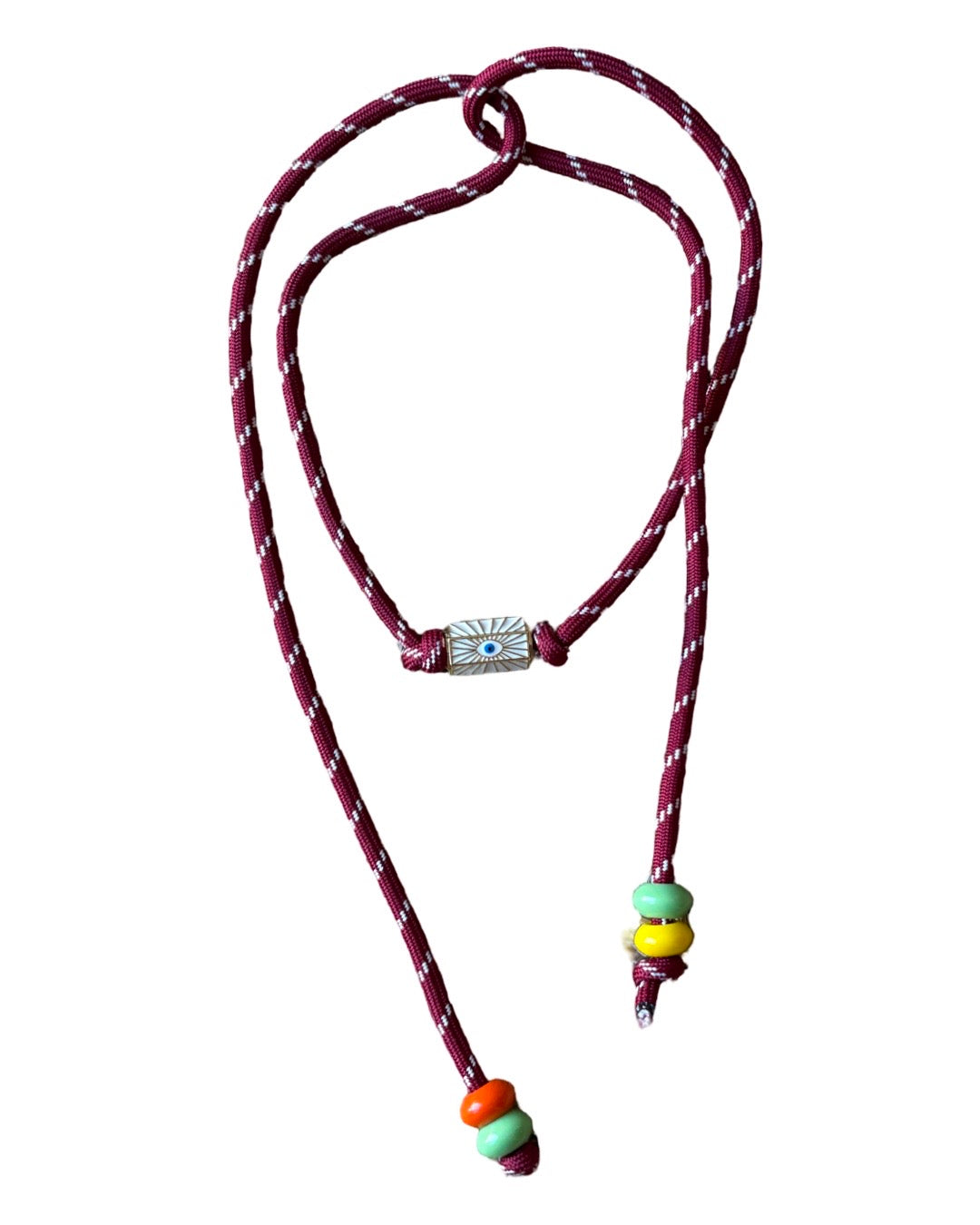 BURGANDY EVIL EYE WRAP NECKLACE