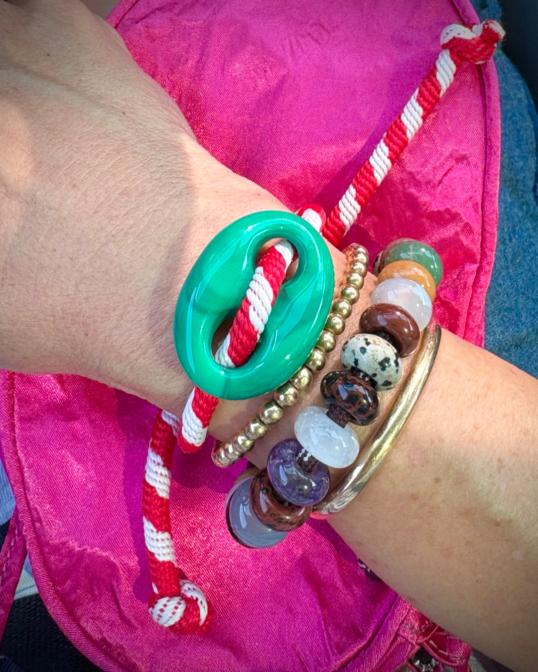 Red White Stripe Mariner Bracelet