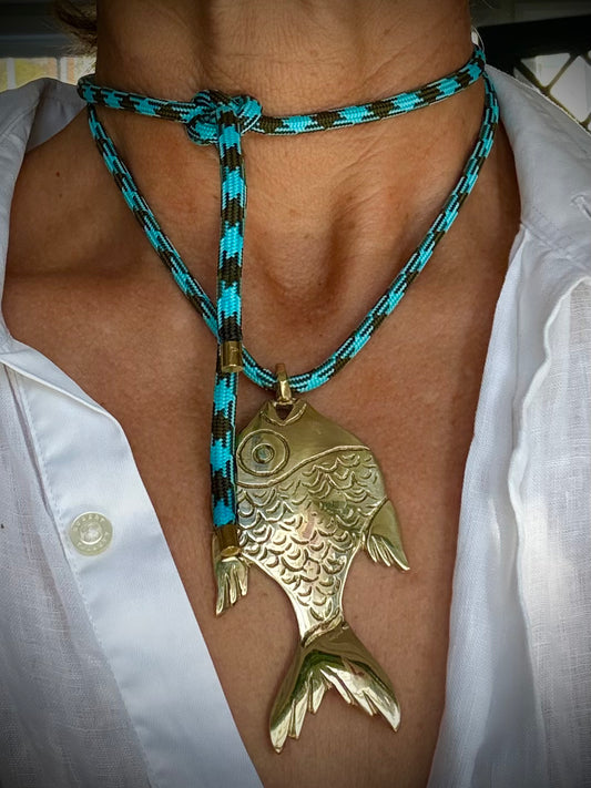 GOLD FISH WRAP NECKLACE