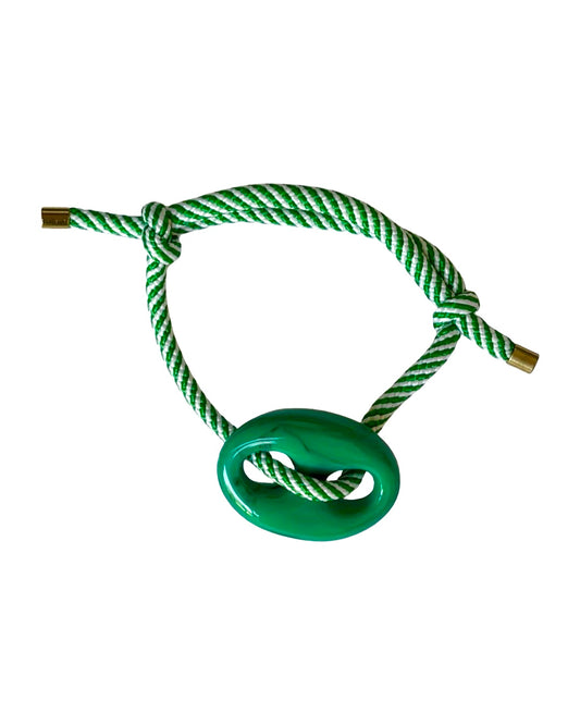 Green and White Stripe Mariner Bracelet