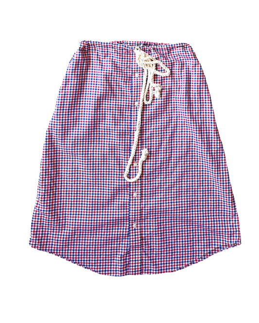 UPCYCLED RED WHITE BLUE CHECK SHIRT SKIRT