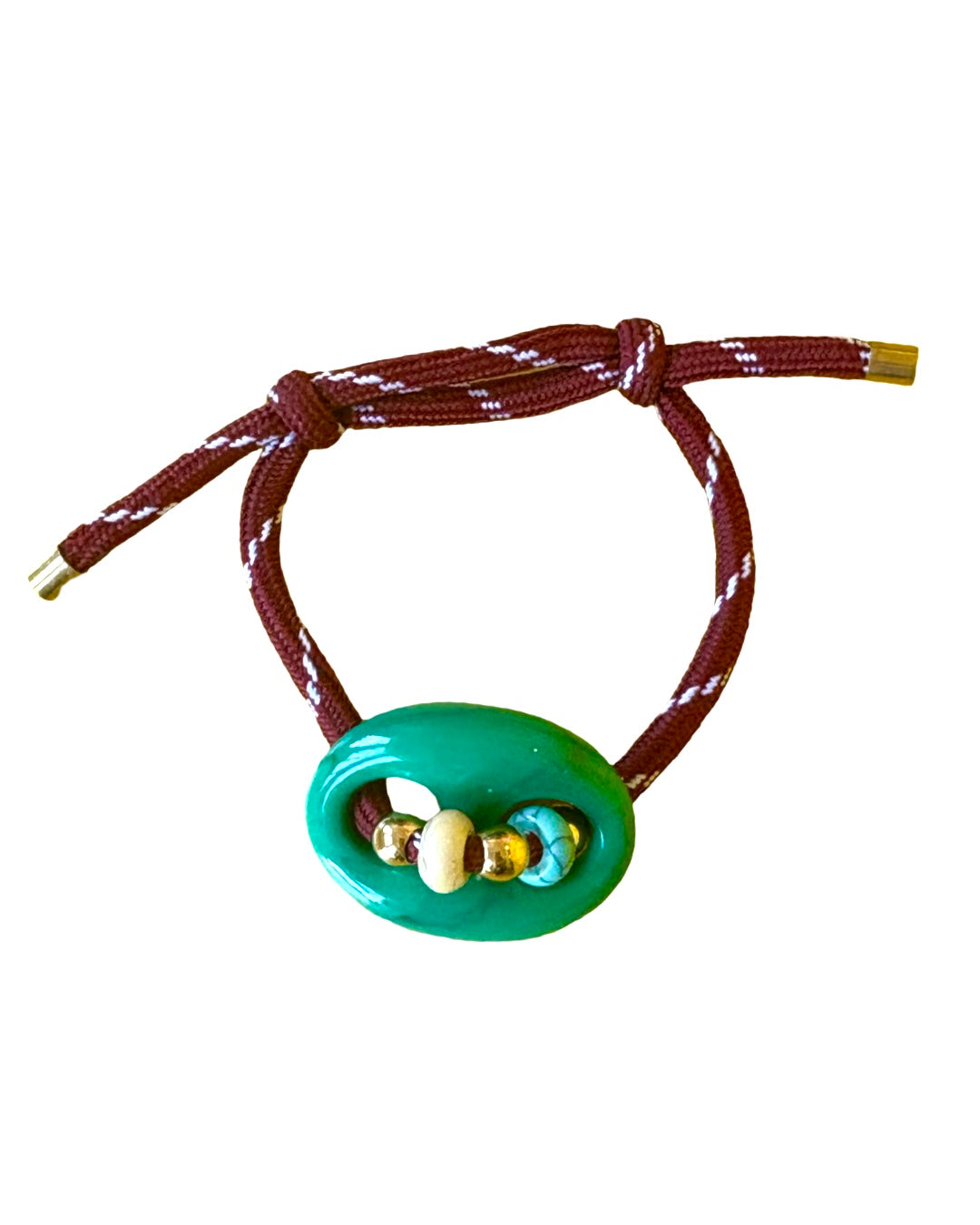 BEADED BURGANDY GREEN MARINER BRACELET