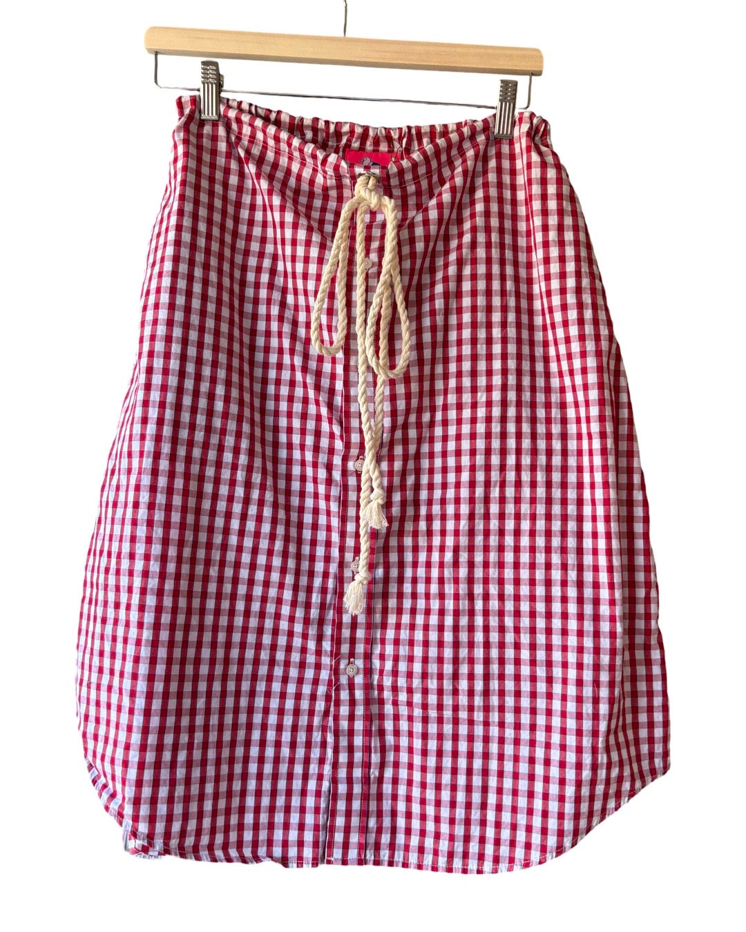 UPCYCLED RED WHITE CHECK SHIRT SKIRT