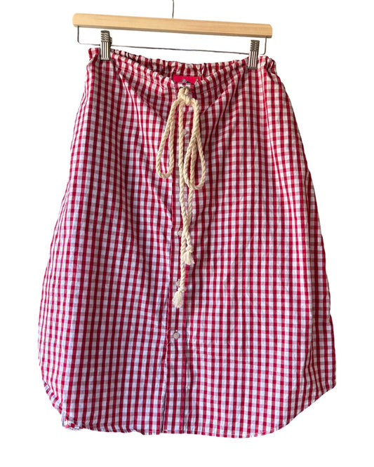 UPCYCLED RED WHITE CHECK SHIRT SKIRT