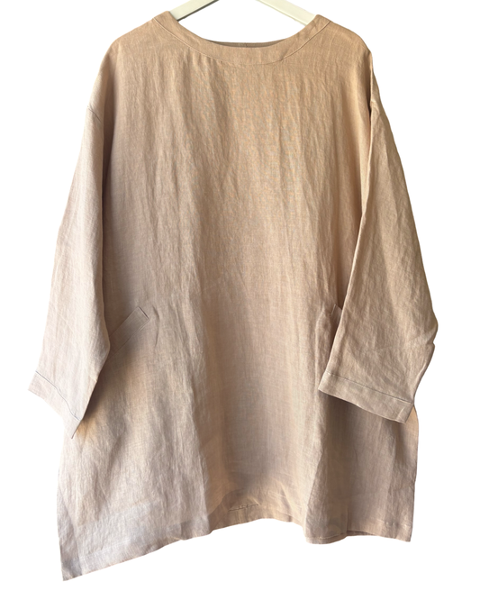 TAUPE LINEN TUNIC DRESS