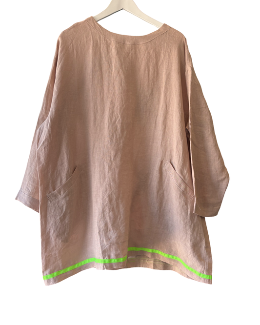 NEON EDGE LINEN TUNIC DRESS