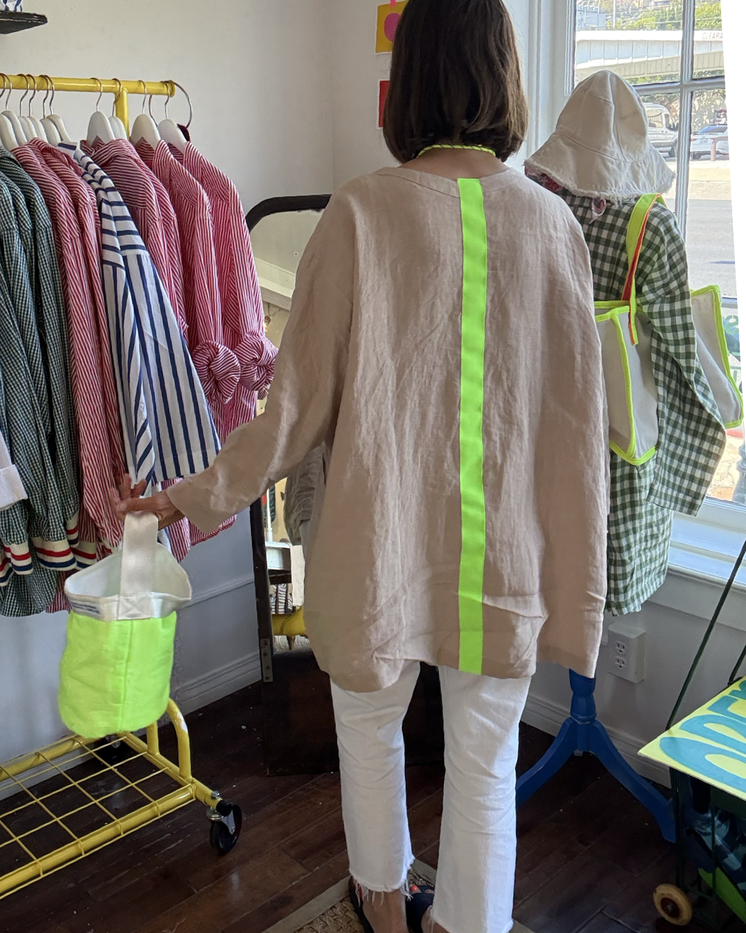 SURF STRIPE LINEN TUNIC DRESS