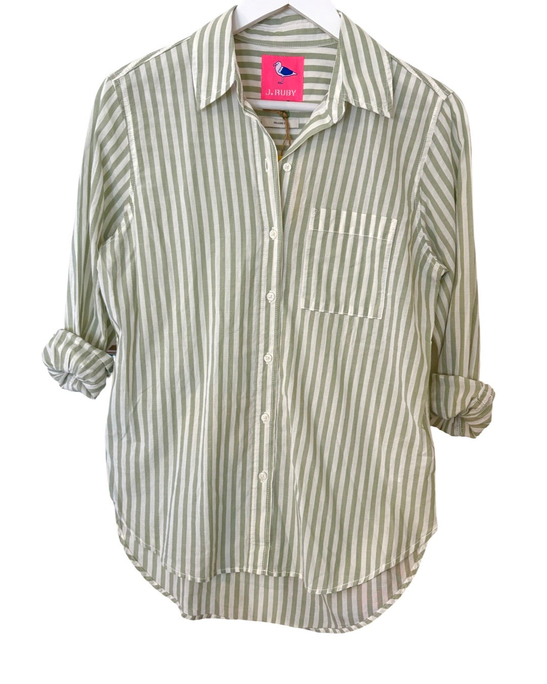 GREEN & WHITE RELAXED WOMEN'S SHIRT