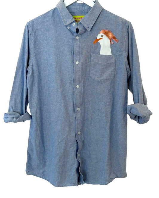 SEAGULL HEAD POCKET BLUE UNISEX OXFORD