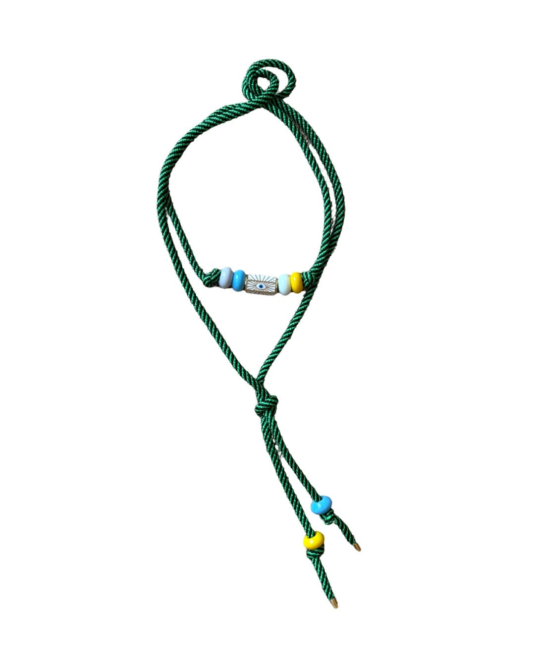 GREEN NAVY EVIL EYE WRAP NECKLACE