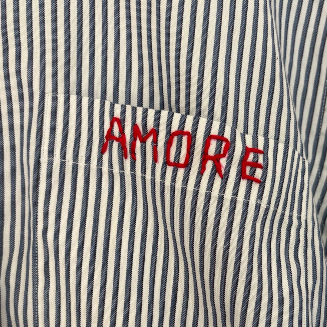 Men’s Large blue and white striped Amore Shirt