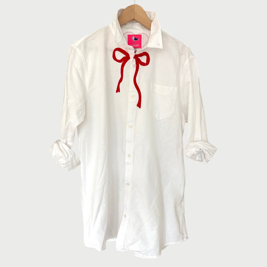 Red Bow Heart White Oxford Unisex Dress Shirt