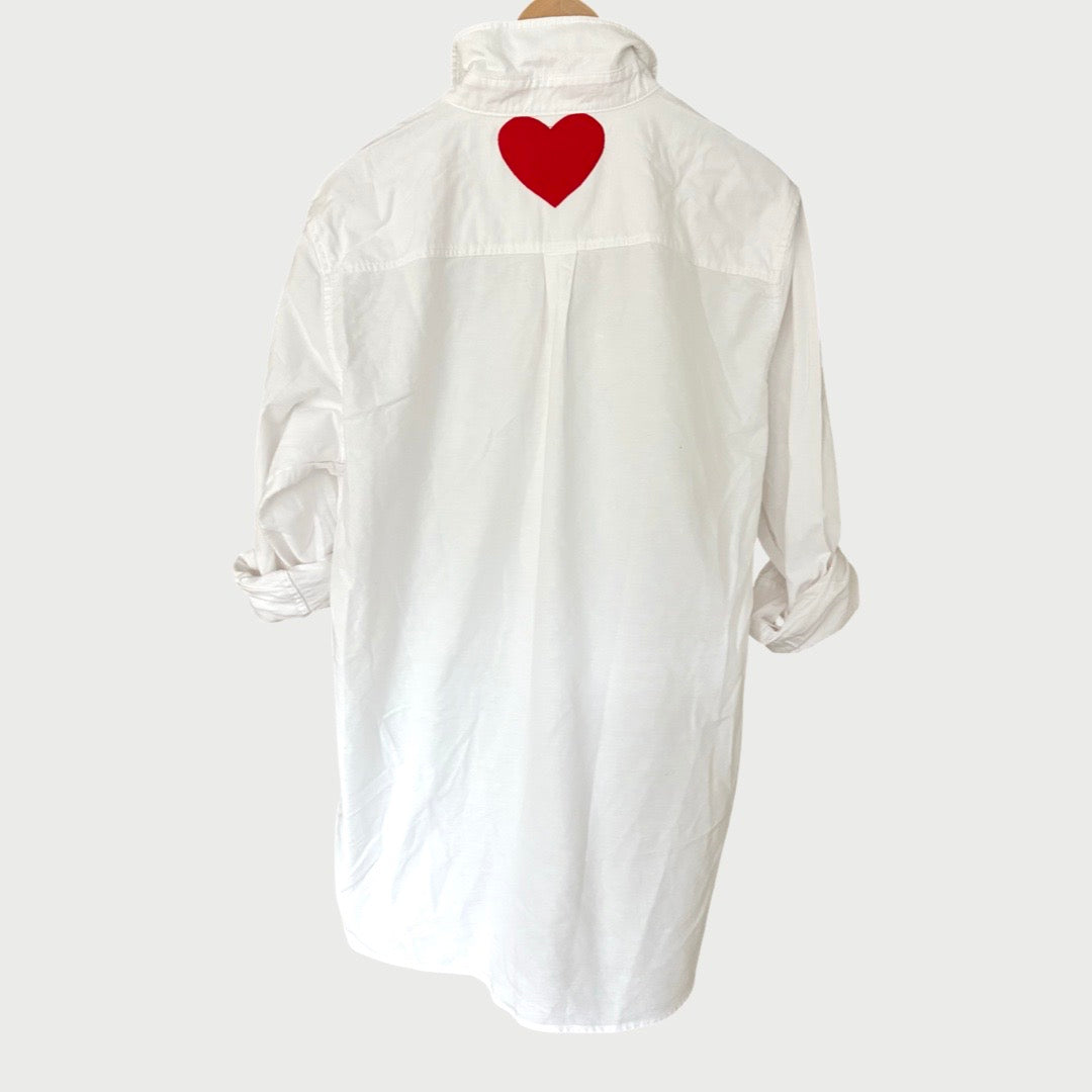 Red Bow Heart White Oxford Unisex Dress Shirt