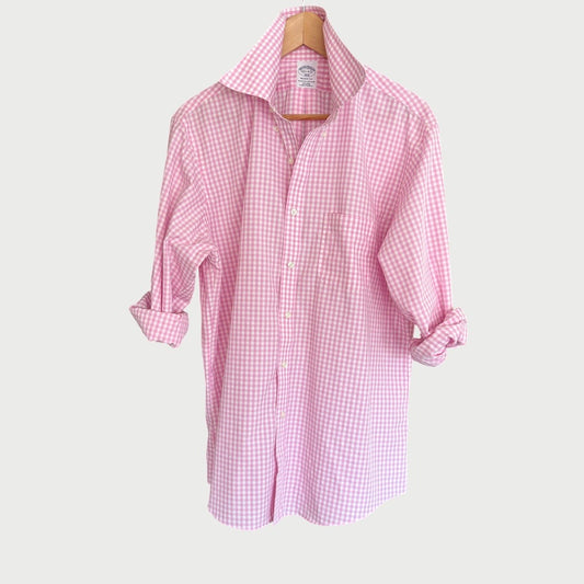 Men’s Large Pink and White Check Shirt