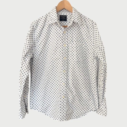 Men’s Small White with Navy X Heavy Flannel Shirt