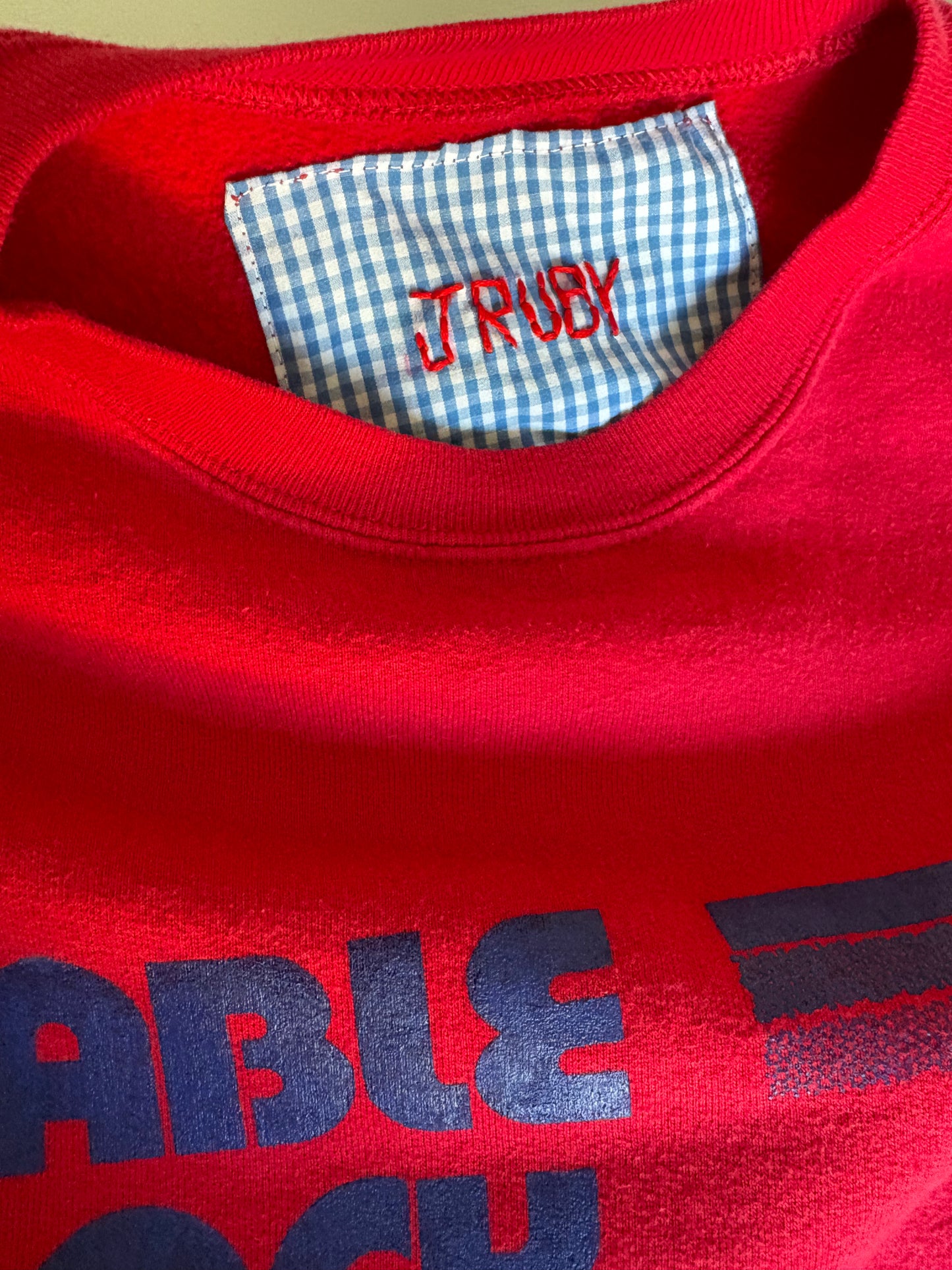 Upcycled Red Table Rock Crewneck unisex Medium