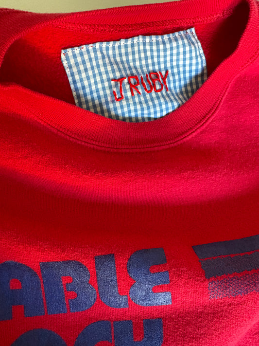 Upcycled Red Table Rock Crewneck unisex Medium