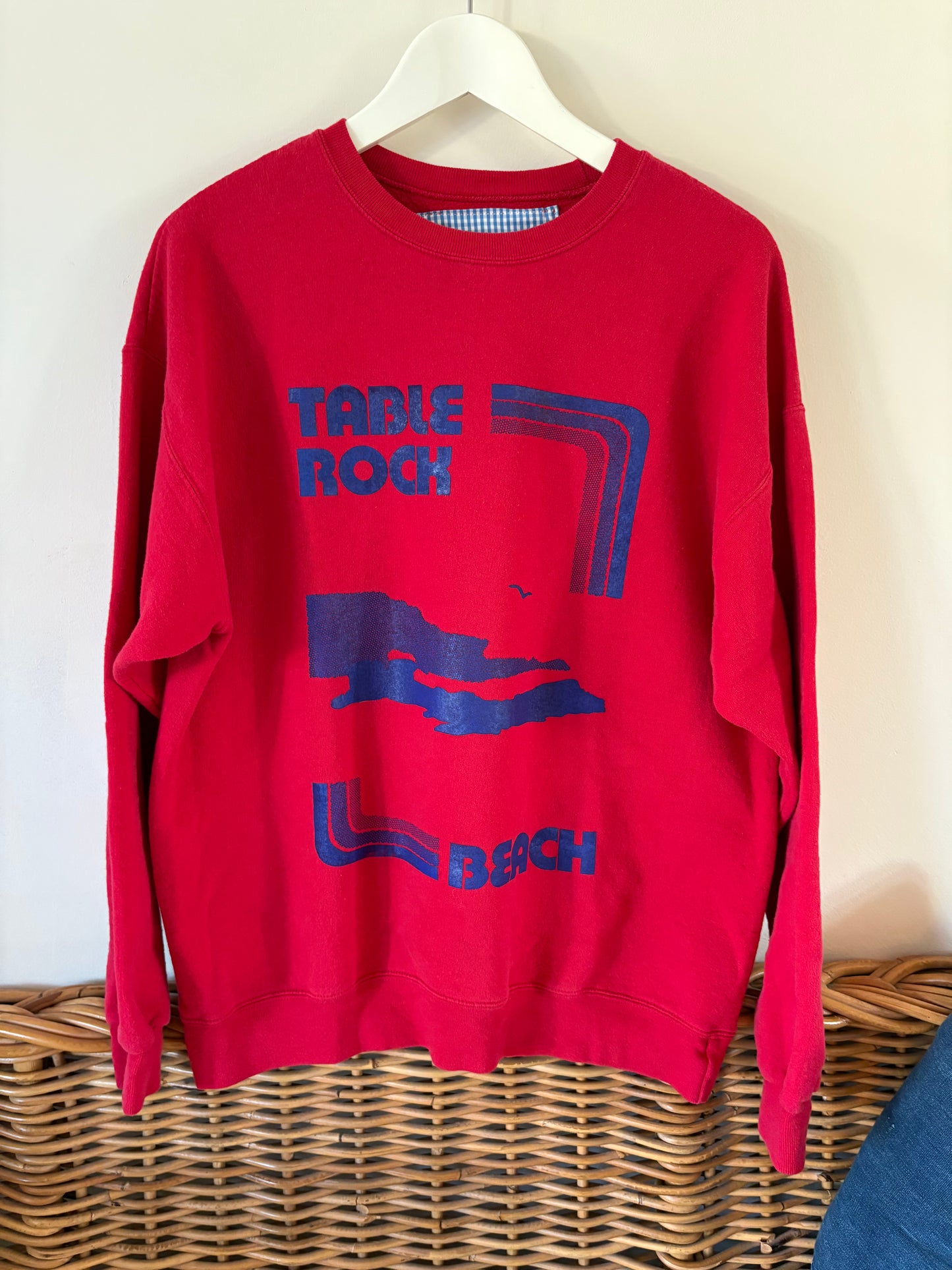 Upcycled Red Table Rock Crewneck unisex Medium
